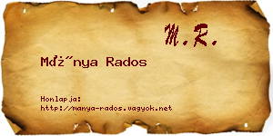 Mánya Rados névjegykártya